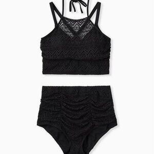 🆕👙 3X Torrid Black Crochet 2 Piece Swim Suit 👙
